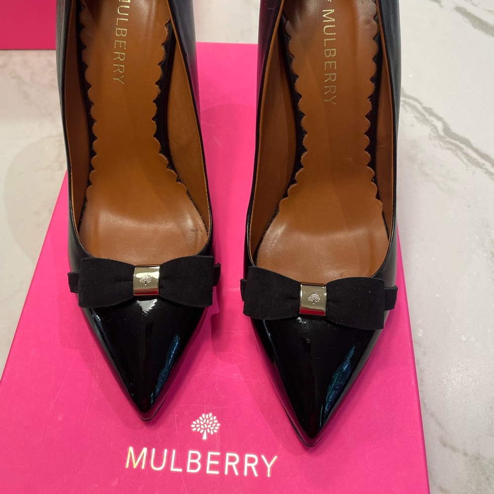 Mulberry - Bow high heel pump in Black; size 39.5.